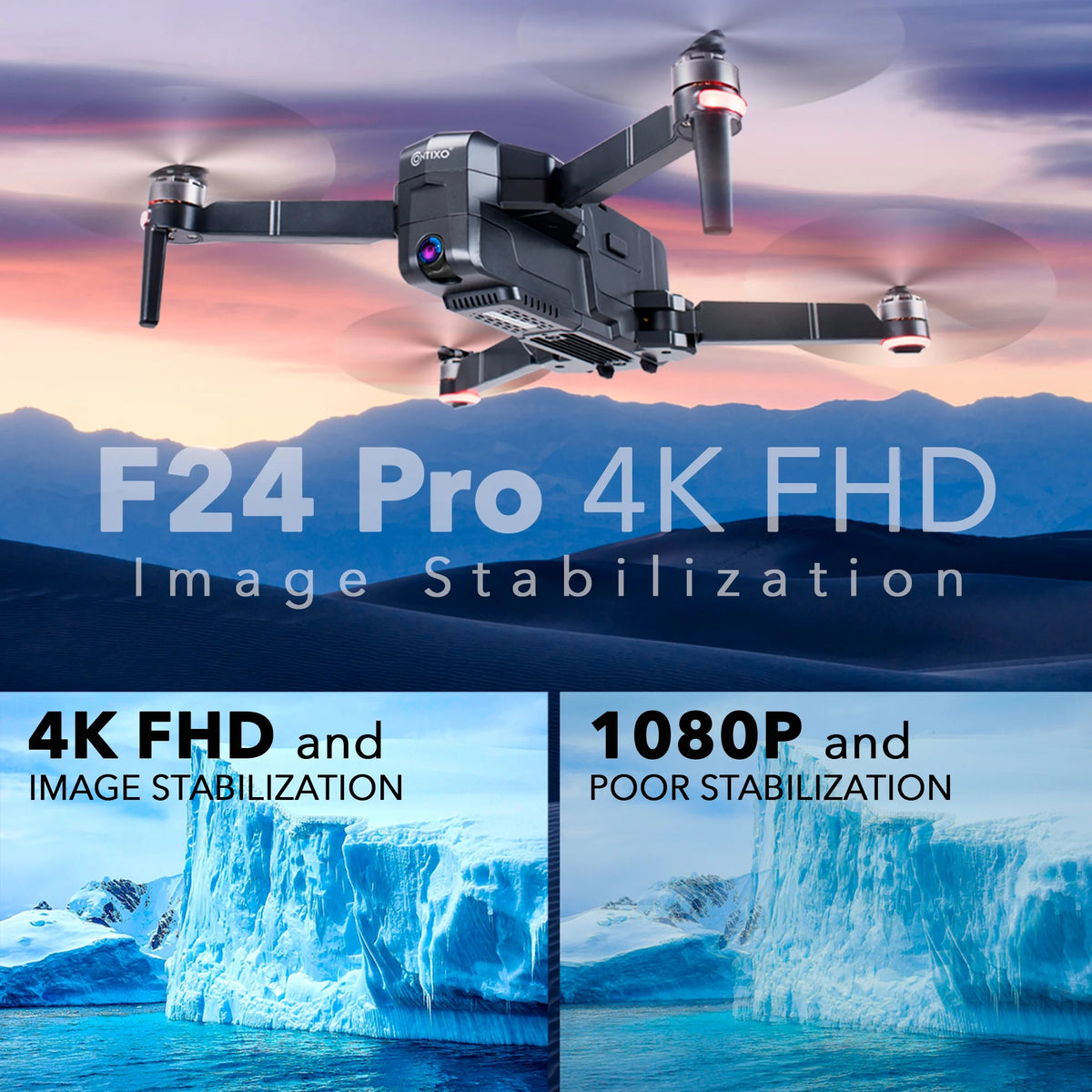 F24 Pro GPS Drones for Adults with Camera, 4K RC Drone with 30-Min Flight and 1600 Ft Range, Foldable, Black