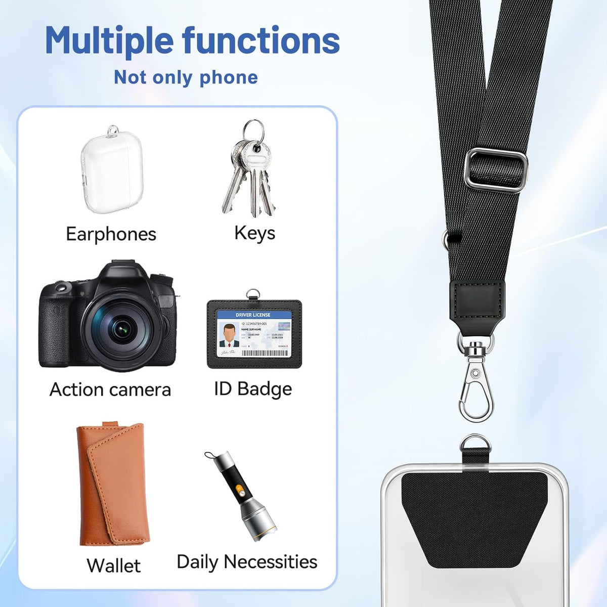 Phone Lanyard, Universal Adjustable Neck Straps for Phone Case Keys ID Badges Compatible with Iphone Samsung, 2 Pack