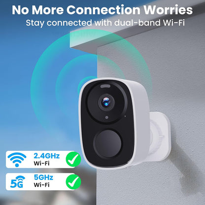 2026 Upgraded 2K Security Cameras Wireless Outdoor, Free Cloud Storage, 1-5 Months Battery Life, AI Motion Detection Spotlight Siren Alarm Wifi Surveillance Outdoor Camera, 2-Way Talk, Waterproof