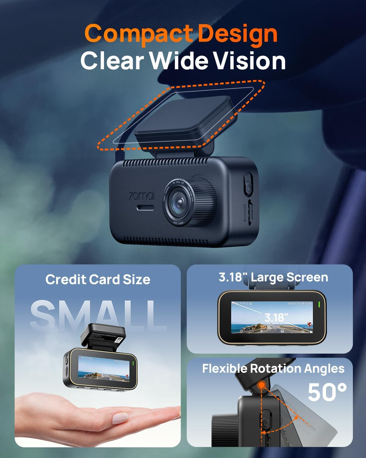 A810 Lite 4K Dash Cam Front and Rear, 5Ghz Wifi 6 Dashcam, Car Camera with GPS Tracking, HDR Night Vision, 24H Parking Mode, Voice Control, Emergency Lock, Loop Recording, Support 512GB Max