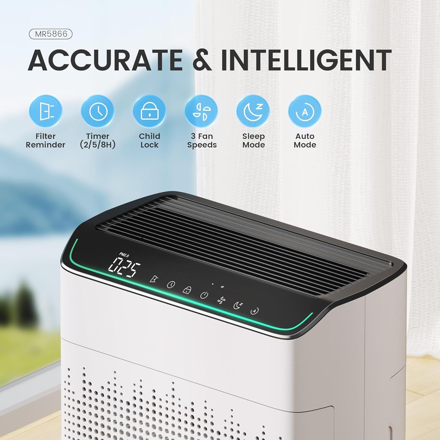 Air Purifiers for Large Room Home up to 1690Ft² with Air Quality Monitor and Smart Control, HEPA Air Purifier Filter Removes Pet Hairs, Smoke, Dust, Ivory