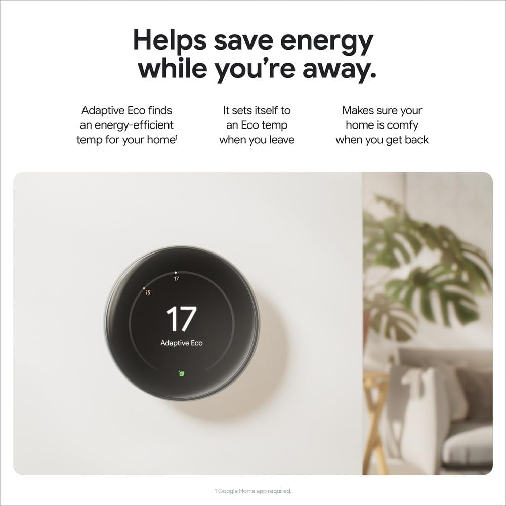 Nest Learning Thermostat (4Th Gen) with Nest Temperature Sensor (2Nd Gen) - Energy Saving Smart Thermostat with Adaptive Eco - Works with Alexa and  Home App - Polished Obsidian