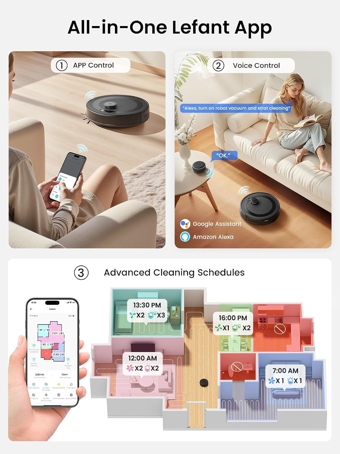M2 plus Robot Vacuum and Mop, Strong Suction with Lidar Navigation, 75-Day Self-Emptying, 2.4/5G Wi-Fi/App/Alexa, 190° PSD Obstacle Avoidance, Hard Floors and Carpet, Black
