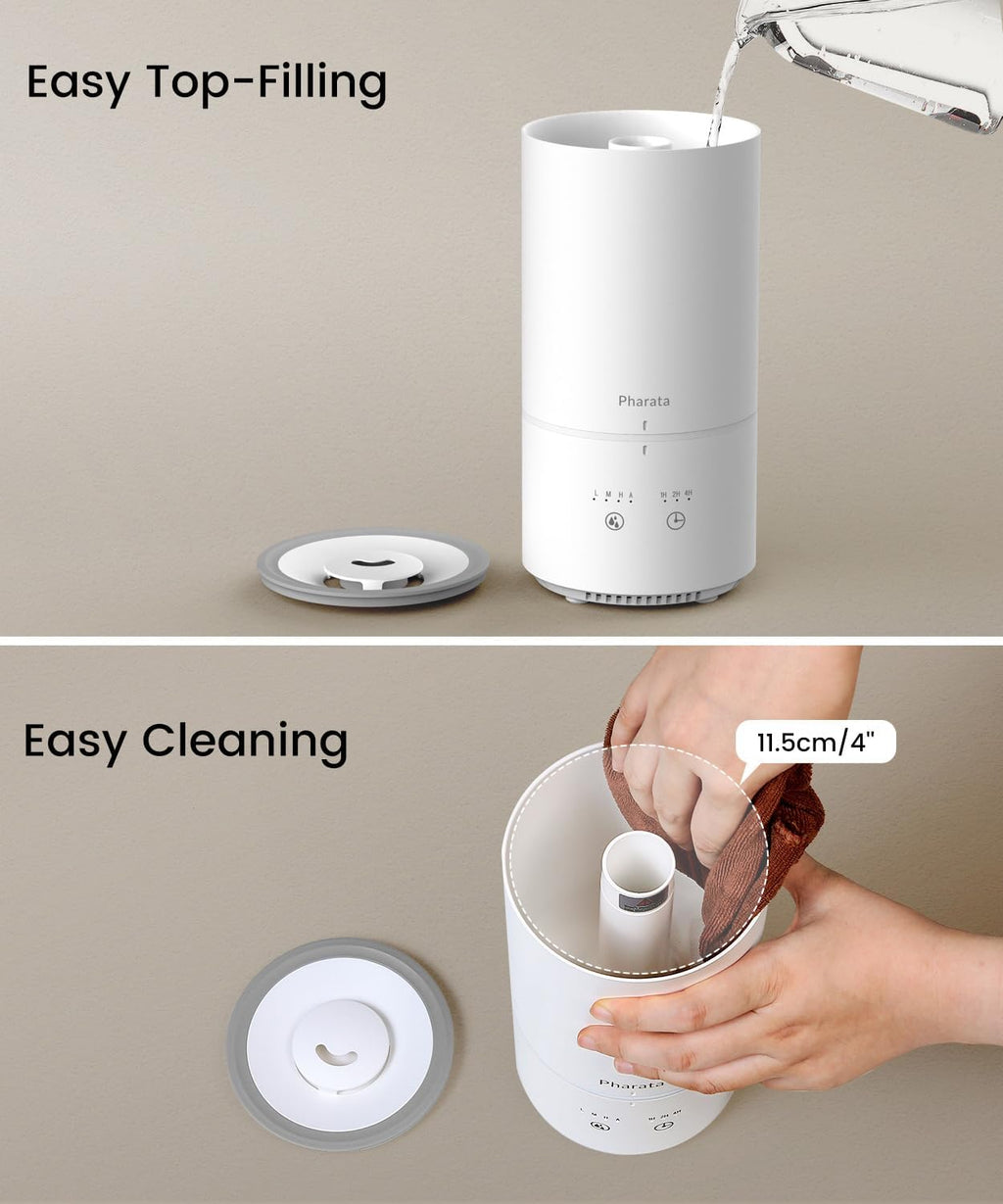 Humidifiers for Bedroom Baby Room, 1000Ml Small Cool Mist Top Fill Air Humidifiers for Nursery & Plants, Ultra Quiet Essential Oil Diffuser with Warm Yellow Night Light, (White)