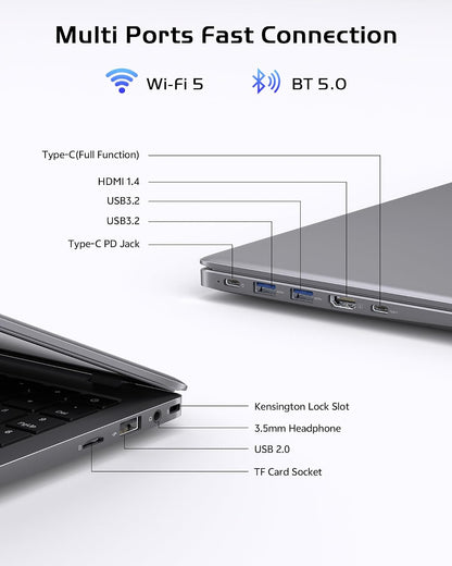 Laptop Computer, 12GB RAM 256GB SSD Laptops with Pentium 6500Y (Up to 3.4Ghz), 14 Inch FHD IPS Display, USB 3.2,USB C, Lightweight Laptop for Work, School, Multitasking &amp; Travel