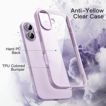 Case for Iphone 17 6.3-Inch, Shockproof Phone Bumper Cover, Solid Color Matte TPU Frame, Anti-Scratch Clear Back (Lavender)