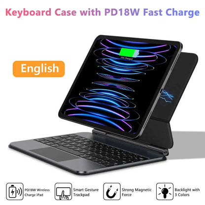 GOOJODOQ Magic Keyboard Case for Ipad Pro 11 M4 Ipad Air 4/5/6 Smart Pogo Pin PD18W Pass through Charging Smart Gesture Trackpad