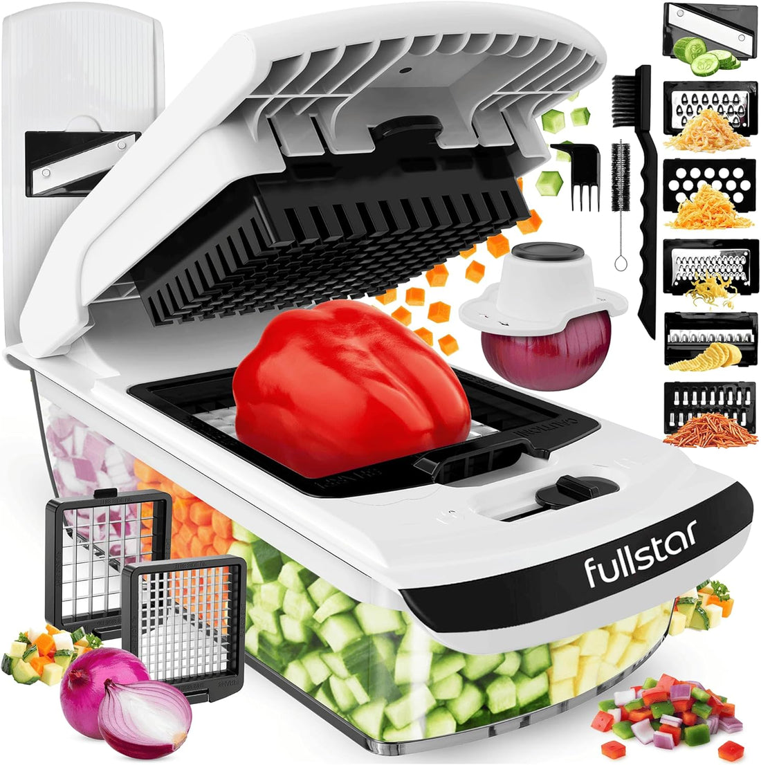 Pro Original - Vegetable Chopper &amp; Mandoline Slicer - 8 Blades | Onion, Salad &amp; Veggie Dicer - Julienne Cutter &amp; Grater - Kitchen Gadgets &amp; Gifts - Home Essentials (8-In-1, White)