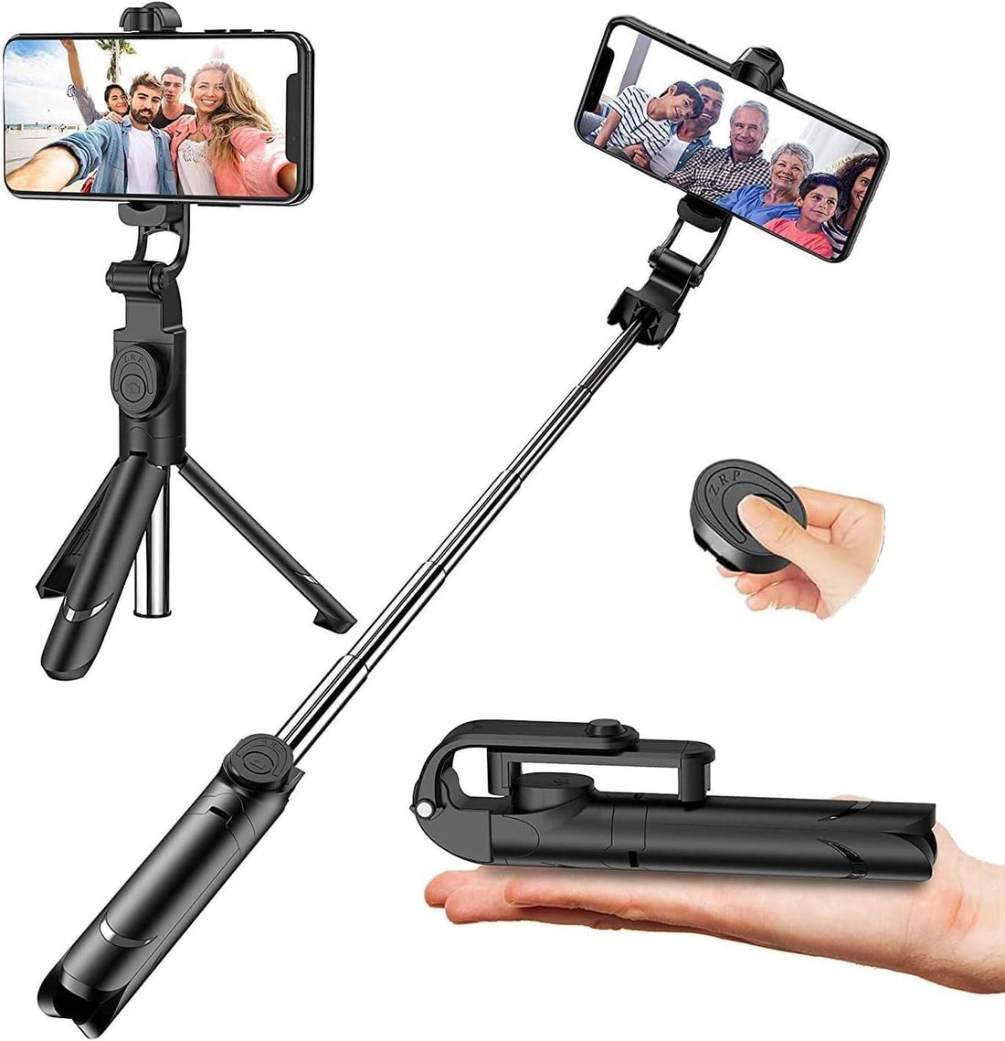 Wireless Selfie Stick, Adjustable Selfie Stick with Tripod Stand and Detachable Wireless Remote, Support Video Record, Extendable Monopod for Iphone 17/16/15/14 Pro Max, Galaxy, All Other Smart Phone