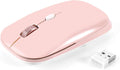 Wireless Flat Mouse, 2.4G Optical Mouse for Laptop, PC, Chromebook, Notebook, Especially Designed for Computer Bags (Pink)
