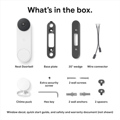 Nest Doorbell (Wired, 2Nd Gen) - Wired Video Doorbell Camera - Doorbell Security Camera - Snow