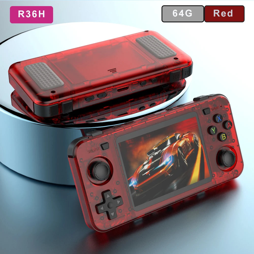 Green R36H Retro Video Game Console 3.5‘’ IPS Screen RK3326 3000 Mah Open Linux System Portable Player 64GB 128GB