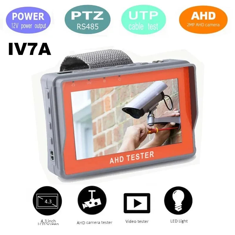 Portable CCTV Tester IV8W 8MP AHD/CVI/TVI Mini Monitor Cameras Tester HDMI VGA Input Video Cable Security Camera Tester