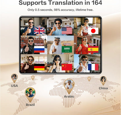 2026  Smart Glasses, Ai Real-Time Translation with 164 Languages, Classic Pilot Sunglasses, Equipped with Voice Assistant/Ai Call, Ip65 Waterproof,Smart Sunglasses for Men &amp; Women