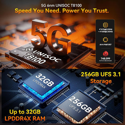 Rock 2 Pro 5G Rugged Phone Android 16, 15000Mah/33W Dual 400LM Camping Light, 32GB+256GB/2TB Rugged Smartphone Unlocked Gemini AI, 16MP+13MP 6.67" 2.4K 120Hz Glove Mode/Nfc