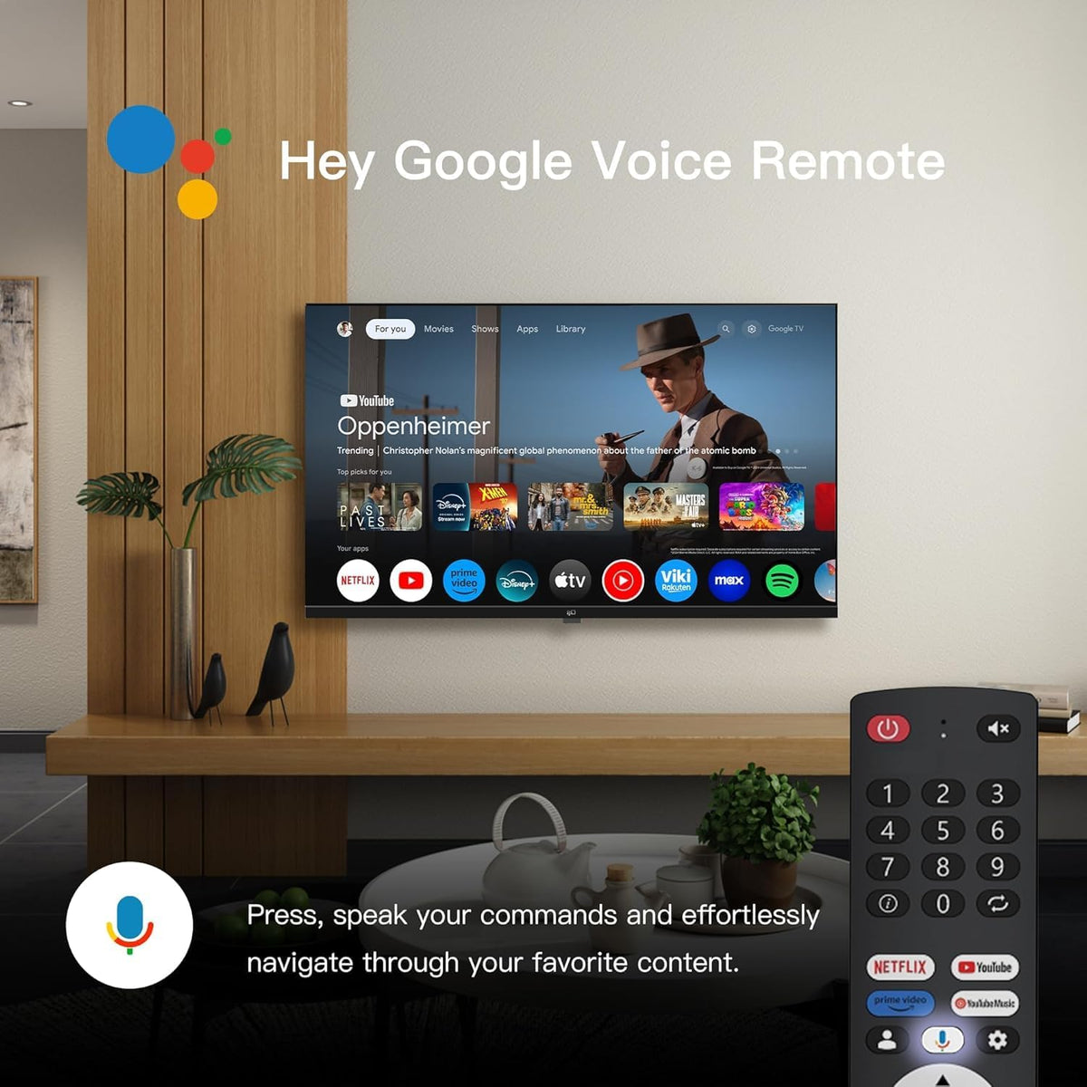 65-Inch Smart TV, 4K LED Google TV with Google Play Built-In Google Cast, HDR 10, MEMC, Voice Remote, Dolby Audio, UHD Flat Screen Television (CG65-C3)