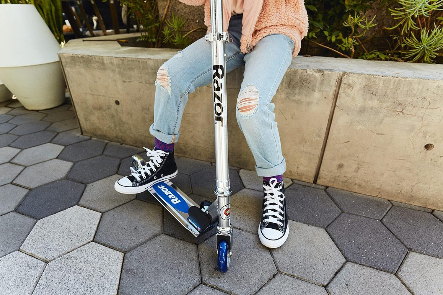 a Kick Scooter, Blue