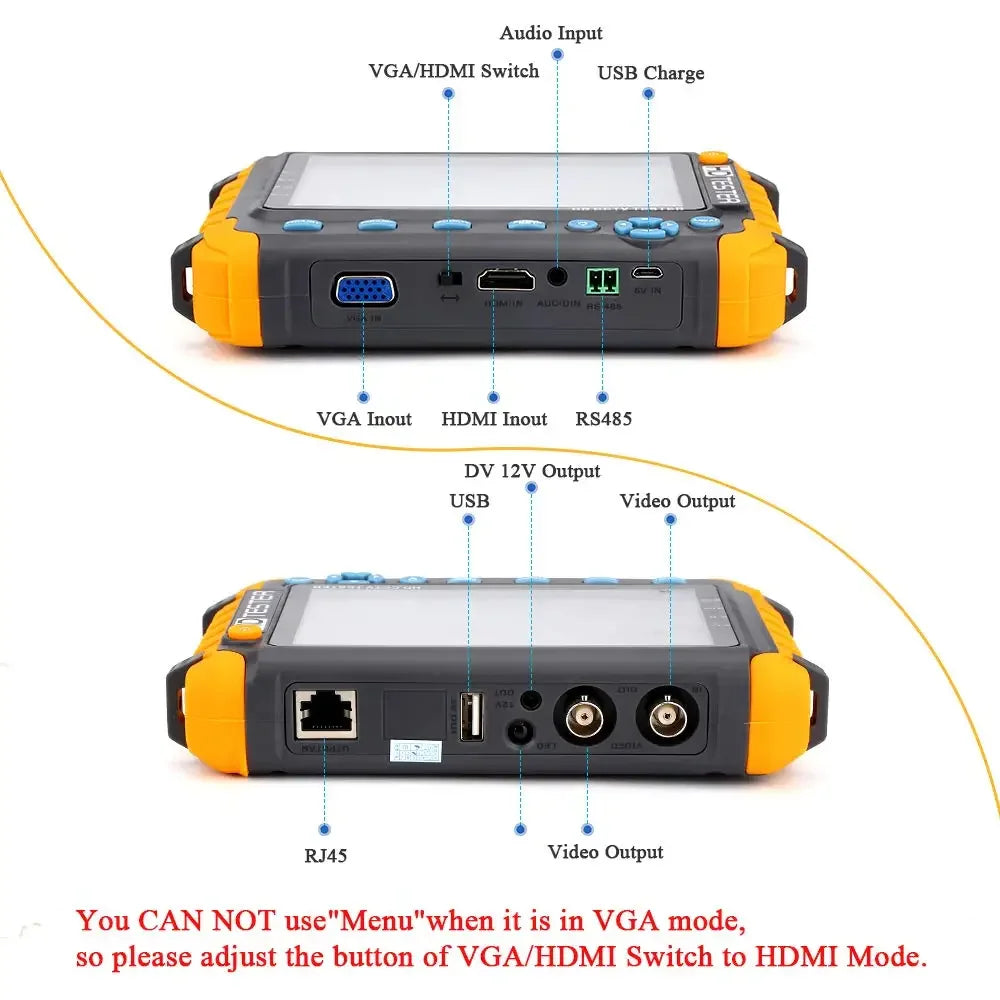 Portable CCTV Tester IV8W 8MP AHD/CVI/TVI Mini Monitor Cameras Tester HDMI VGA Input Video Cable Security Camera Tester