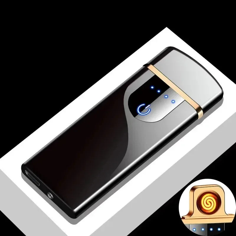 2025 Smart Chip Electric Dual Arc USB Lighter Outdoor Windproof Pulse Plasma Flameless Digital Power Display Lighter Men Gifts