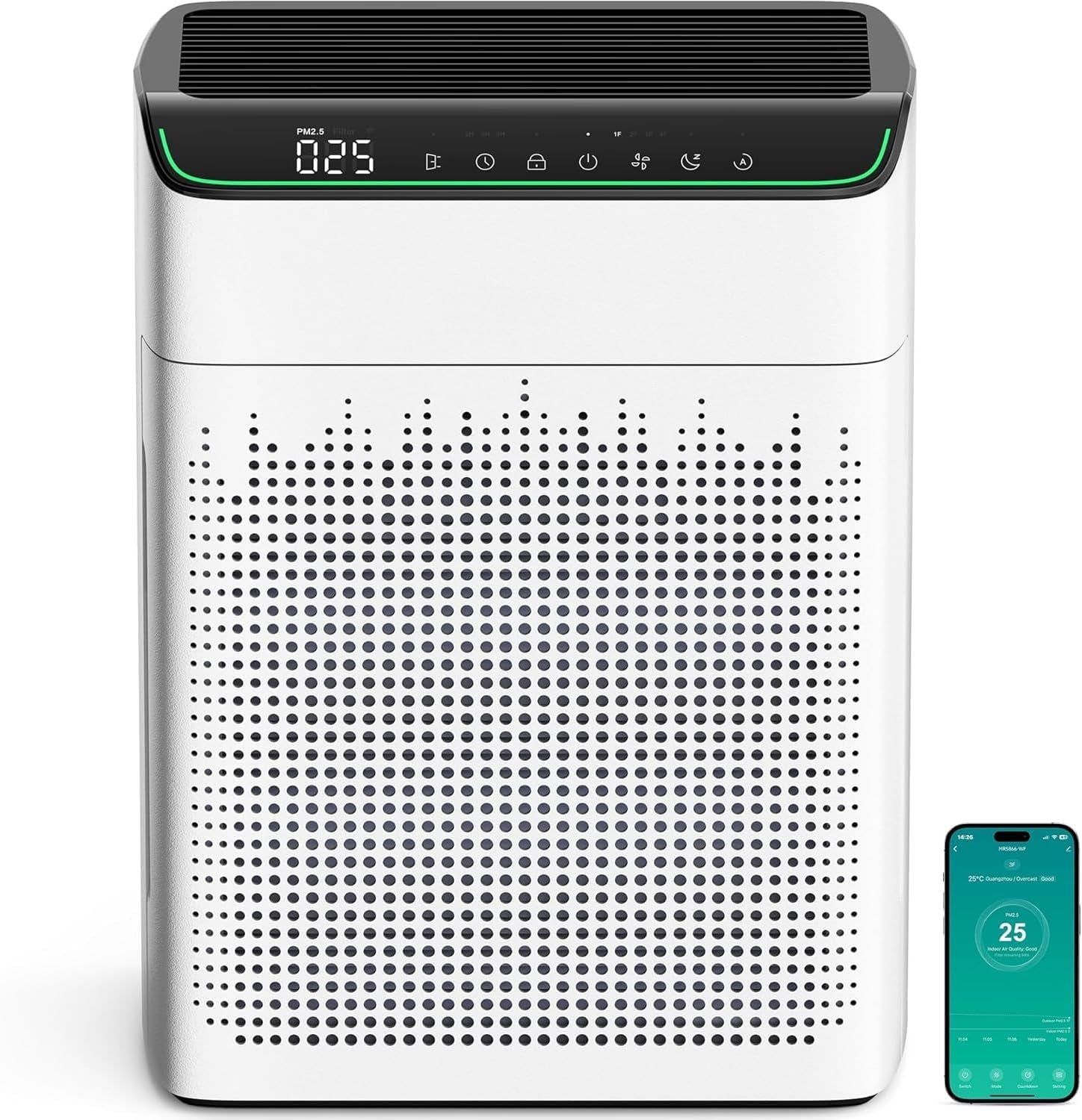 Air Purifiers for Large Room Home up to 1690Ft² with Air Quality Monitor and Smart Control, HEPA Air Purifier Filter Removes Pet Hairs, Smoke, Dust, Ivory