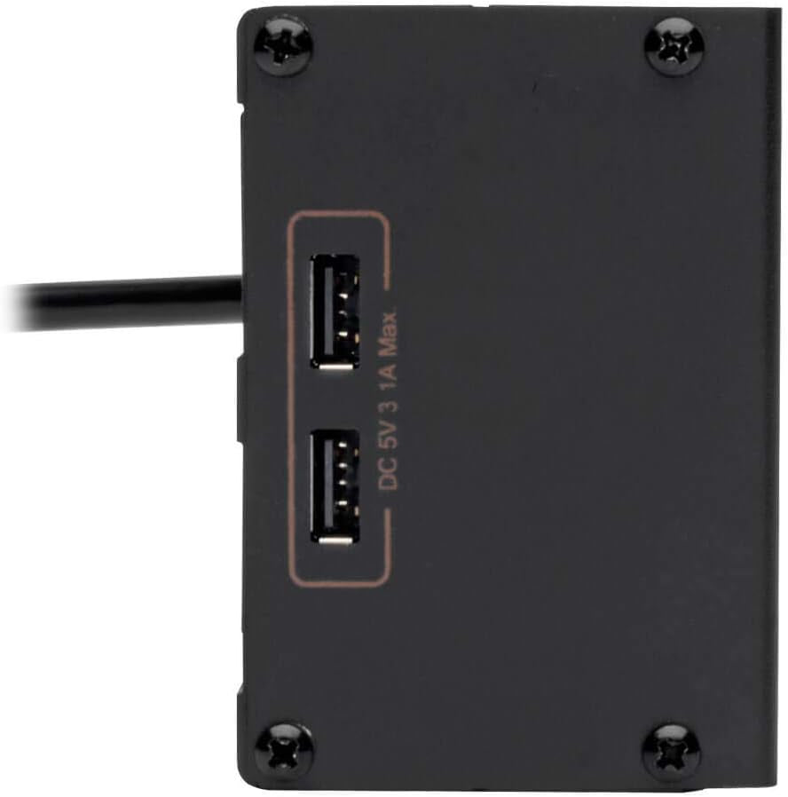 Isobar 6 Outlet Surge Protector Power Strip with 2 USB Charging Ports,10Ft Long Cord, Right-Angle Plug, Metal, 3840 Joules,Lifetime Limited Warranty &amp; $50K Insurance (Ibar6Ultrausbb)Black