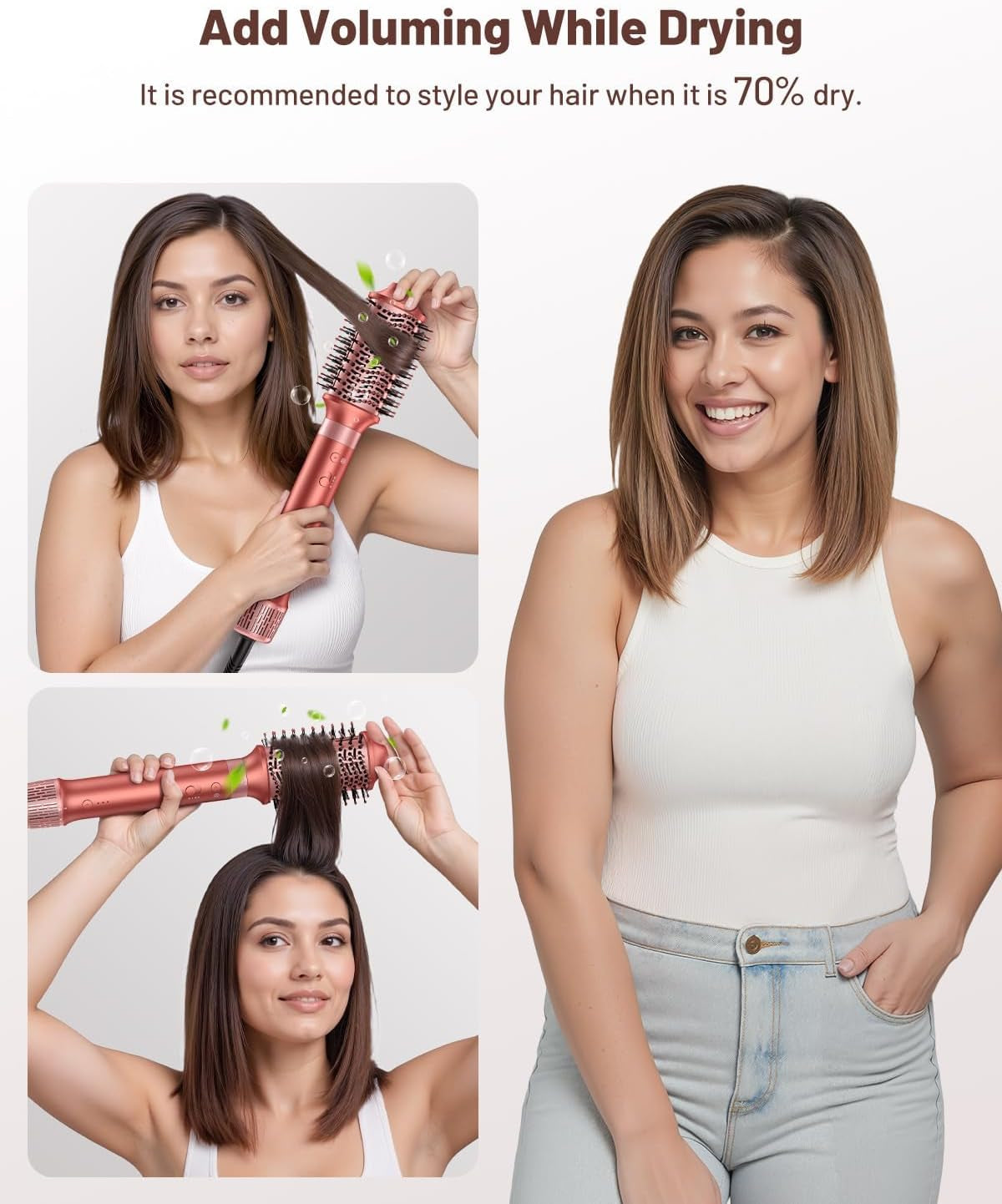 Hot Air Styler & Hair Dryer Brush Kit, 1500W No Heat Damage Frizz-Free Hair Styler for Curl, Wavy, Volumizer, Straighten, Fast Drying, Vermilion