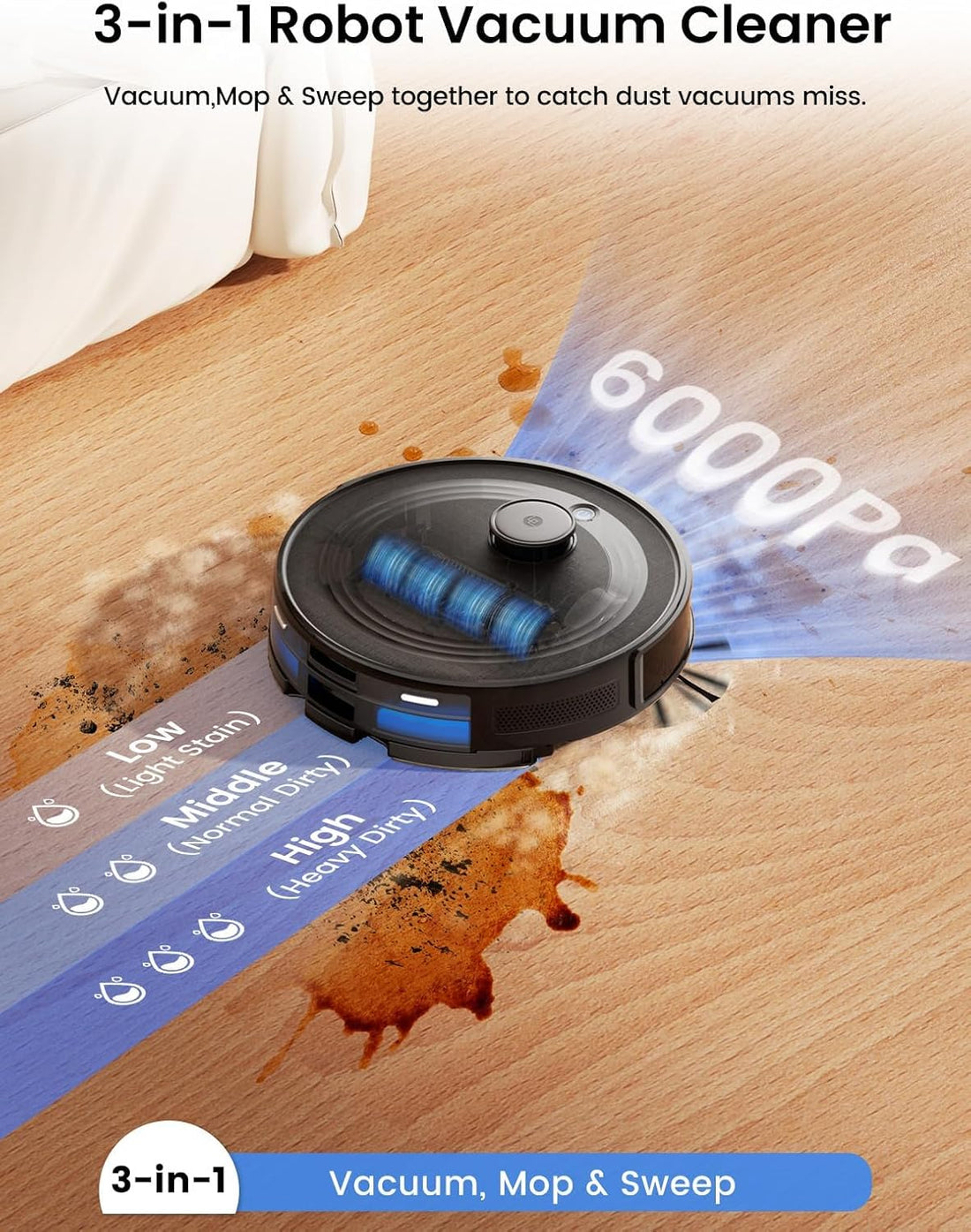 M2 plus Robot Vacuum and Mop, Strong Suction with Lidar Navigation, 75-Day Self-Emptying, 2.4/5G Wi-Fi/App/Alexa, 190° PSD Obstacle Avoidance, Hard Floors and Carpet, Black