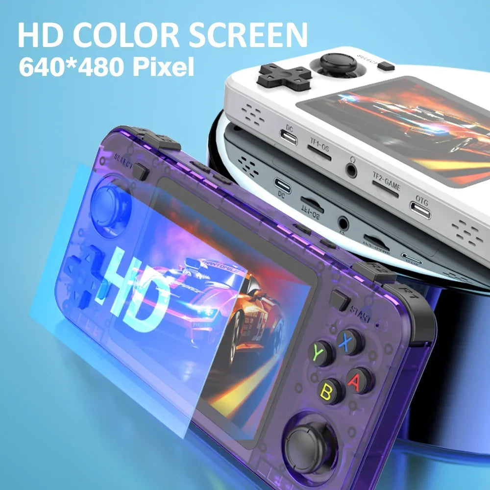 Green R36H Retro Video Game Console 3.5‘’ IPS Screen RK3326 3000 Mah Open Linux System Portable Player 64GB 128GB