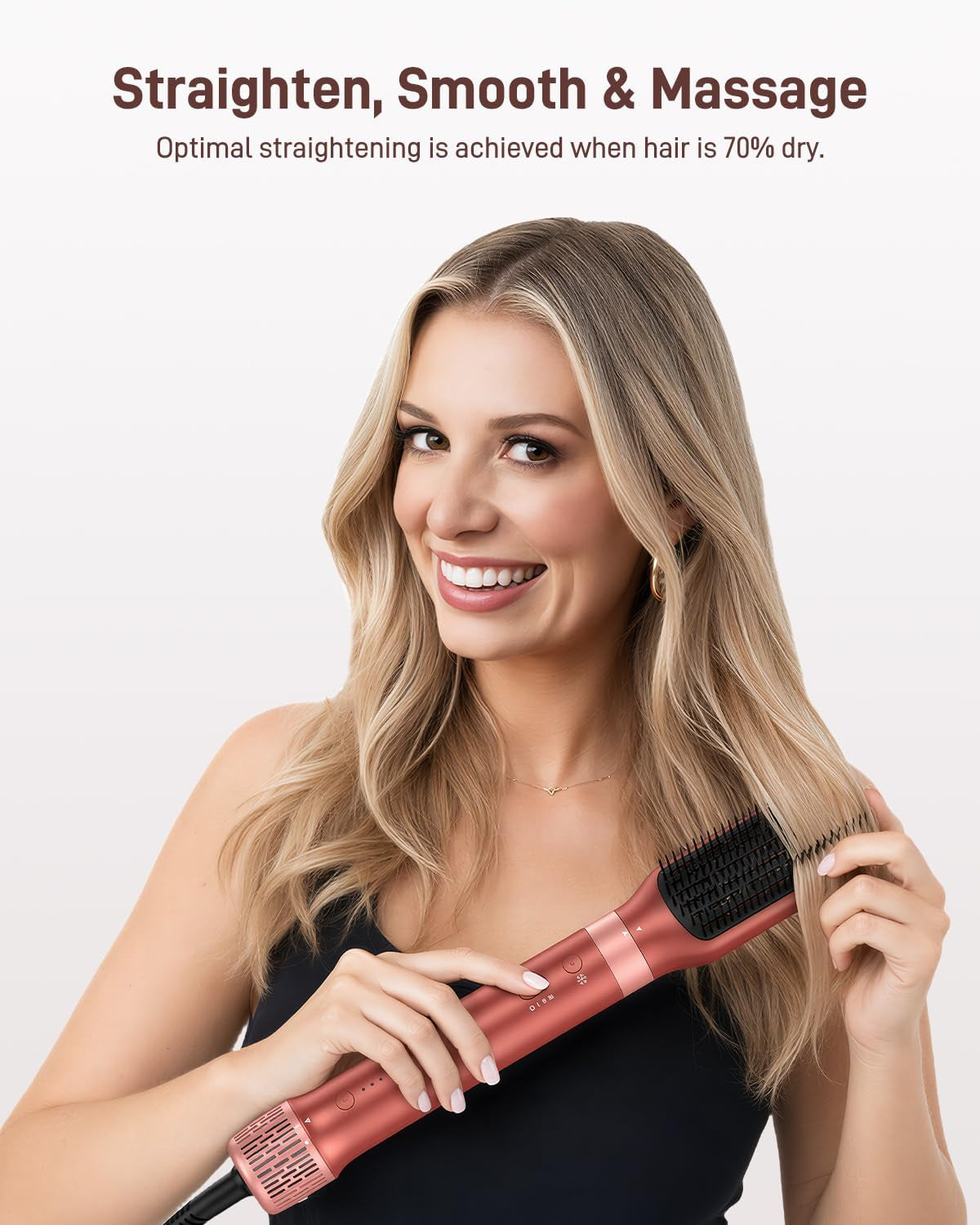 Hot Air Styler & Hair Dryer Brush Kit, 1500W No Heat Damage Frizz-Free Hair Styler for Curl, Wavy, Volumizer, Straighten, Fast Drying, Vermilion