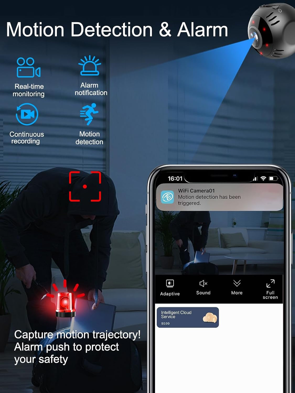 Mini Wifi Camera,Small Magnetic Wireless Cameras,4K 1080P Smart App 2.4Ghz,140° Wide Angle,Ai Motion Detection Alarm and Night Vision for Home Security Pet Cameras App Control