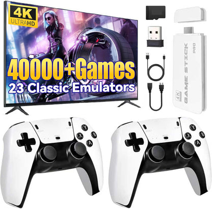 2025 Upgraded Retro Gaming Console, 4K HDMI Video Game Consoles with 40,000+ Games &amp; 23 Emulators, Plug and Play Video Gaming Stick with Upgrade Dual 2.4G Controllers (128G)