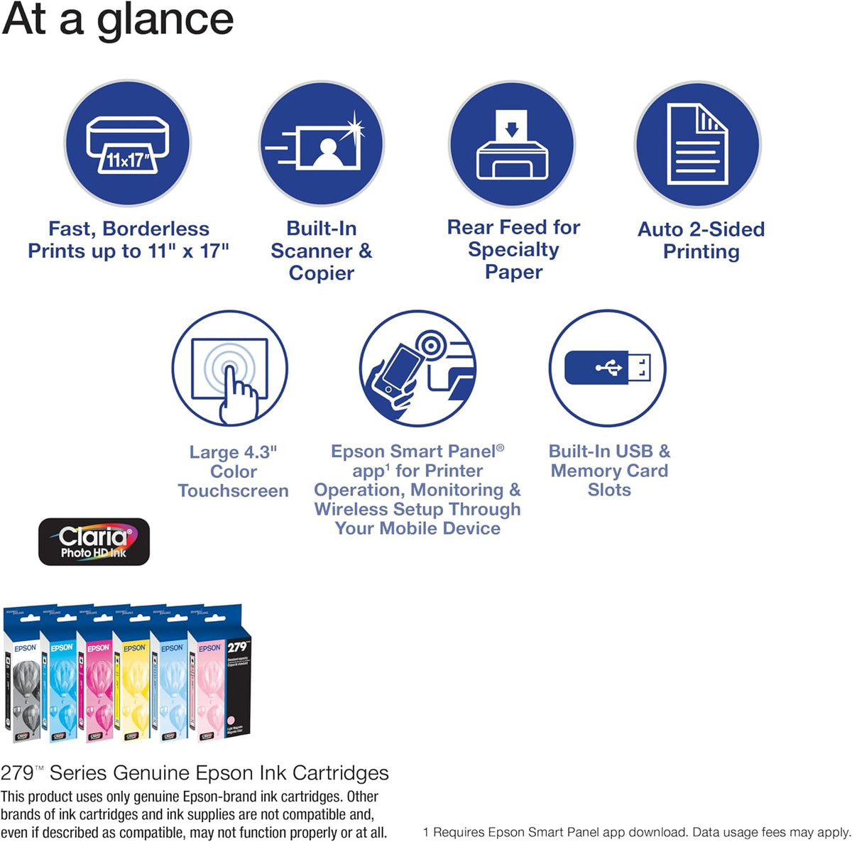 Expression Photo XP-980 Wireless Wide-Format Printer with 6-Colour Claria Ink System, Borderless Printing up to 11" X 17", Fast 4" X 6" Photo Printing, Built-In Scanner and Copier