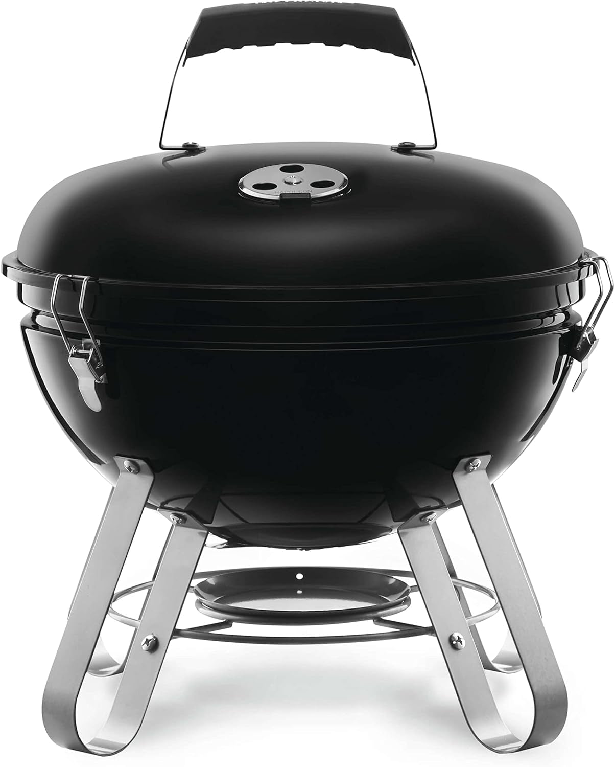 14-Inch Portable Charcoal Kettle Grill - NK14K-LEG-3 - Black, Portable, 150In² Cooking Area, Sturdy 4-Leg Design