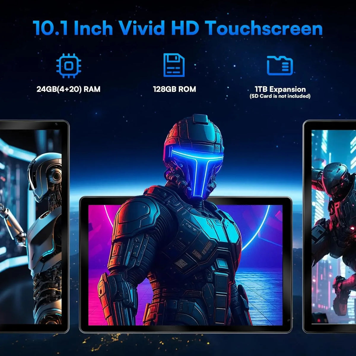 10 Inch Tablet Android 15 8-Core Tablets 24GB+128GB 1TB Expansion Wifi 6 5MP+8MP Stylus Keyboard Mouse Headphone PC PAD Set