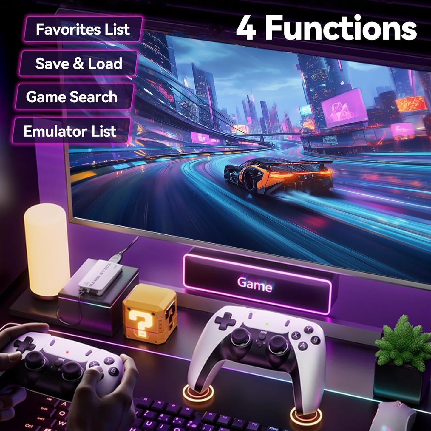2025 Upgraded Retro Gaming Console, 4K HDMI Video Game Consoles with 40,000+ Games & 23 Emulators, Plug and Play Video Gaming Stick with Upgrade Dual 2.4G Controllers (128G)