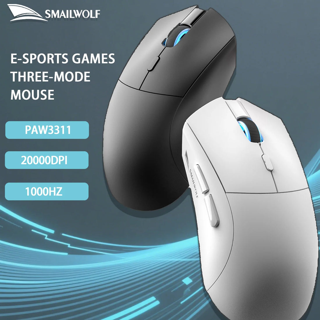 RS7 Bluetooth Wireless Three-Mode E-Sports Gaming Mouse 2000DPI Six-Speed Adjustable PAW3311 Gaming Office Mouse