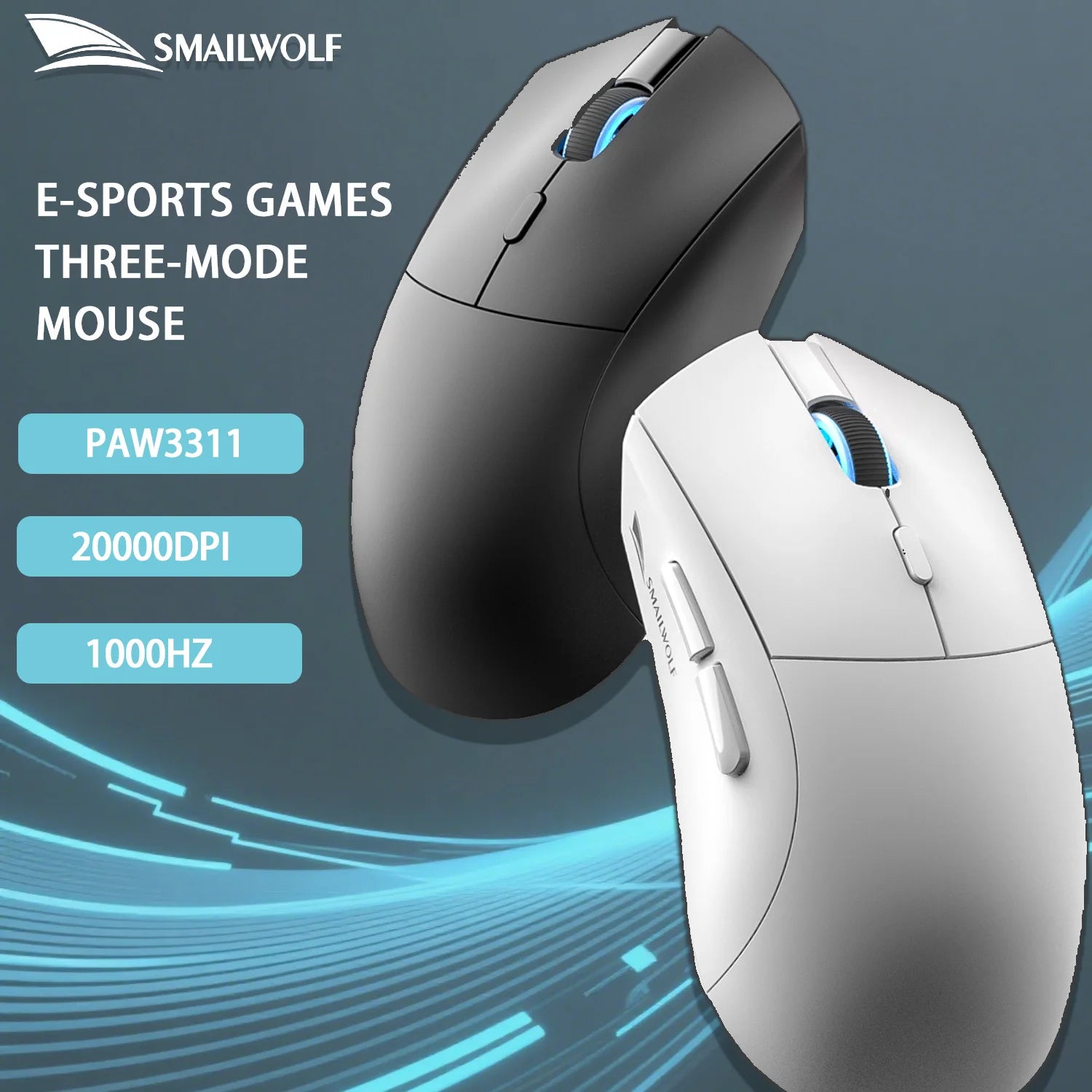 RS7 Bluetooth Wireless Three-Mode E-Sports Gaming Mouse 2000DPI Six-Speed Adjustable PAW3311 Gaming Office Mouse