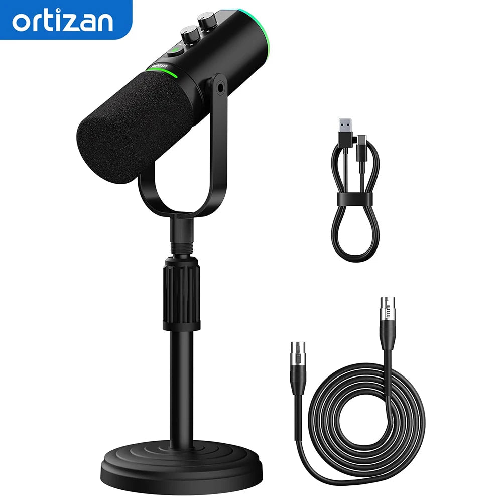 Podcast Dynamic Microphone, XLR/USB Recording PC Microphones for Broadcast, Podcast, Recording, Gaming &amp; Streaming, Studio Mic