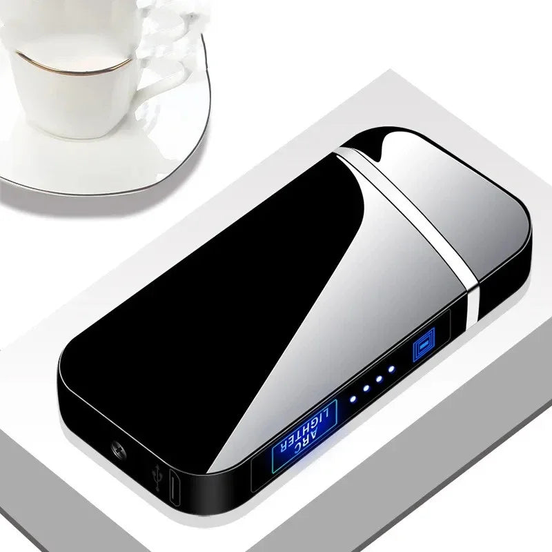2025 Smart Chip Electric Dual Arc USB Lighter Outdoor Windproof Pulse Plasma Flameless Digital Power Display Lighter Men Gifts