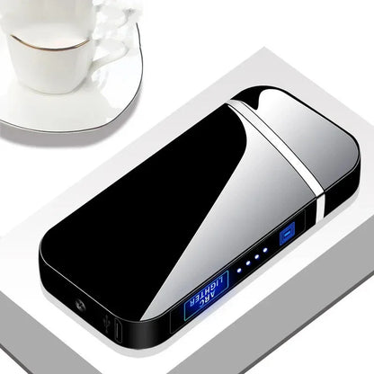 2025 Smart Chip Electric Dual Arc USB Lighter Outdoor Windproof Pulse Plasma Flameless Digital Power Display Lighter Men Gifts