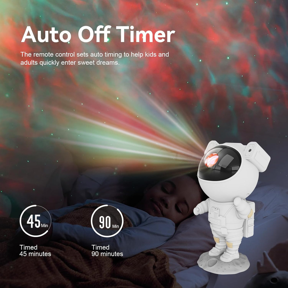 Astronaut Star Projector Night Light - Space Buddy Projector, Galaxy Starry Nebula Ceiling Projection Lamp with Timer and 360°Adjustable, Kids Adults Room Decor, for Bedroom, Game Room Etc.