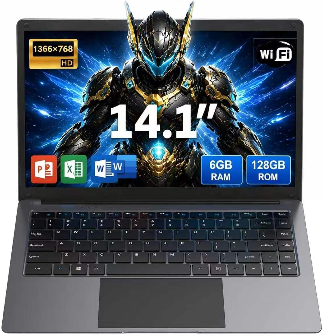 14.1" Laptop Computer,Celeron N (Up to 2.4Ghz), 6GB RAM 128GB SSD, Win 10, Ultra-Slim 1.2Kg Body, Dual-Band Wifi, Mini HDMI Port, 14.1-Inch Display, for Student and Home Office Use