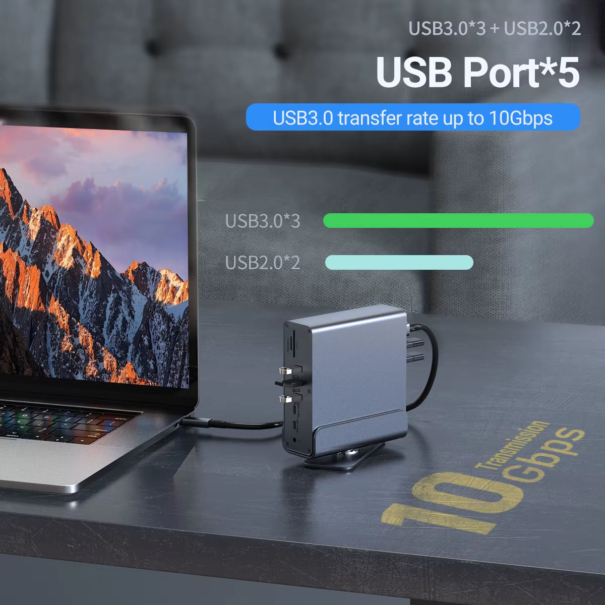 15 in 1 USB-C Docking Station 4K HD Vertical Hub with Triple Monitor ,RJ45 1000M,USB 3.0/2.0,PD 3.0,Sd/Tf,Audio 3.5 for Mac Pro