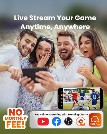 Chameleon AI Auto Sports Action Camera - 4K 60FPS Soccer Camera and Basketball Tracking Camera for Team Sports, Live Streaming, No Subscription, Works with Ios &amp; Android (Lemon Green)