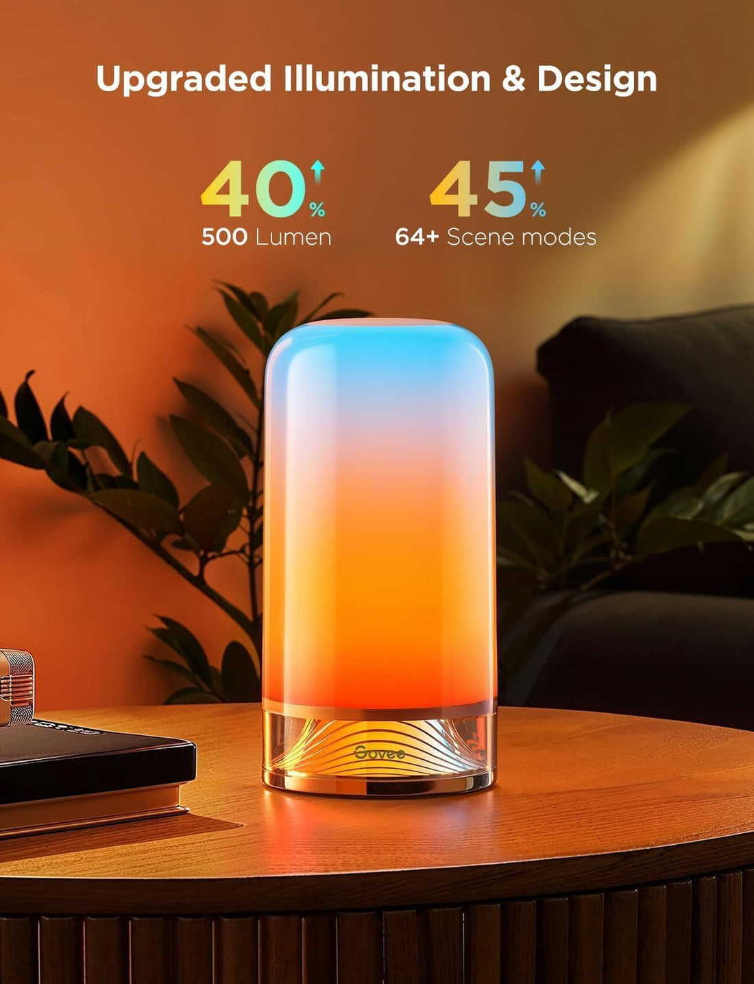 RGBIC Smart Table Lamp 2, Touch Bedside Lamps Work with Matter, Alexa | LED Desk Light with Music Sync and 64 Scene Modes, Color Changing Lamp for Bedroom Decor, Living Room Dimmable Night Light