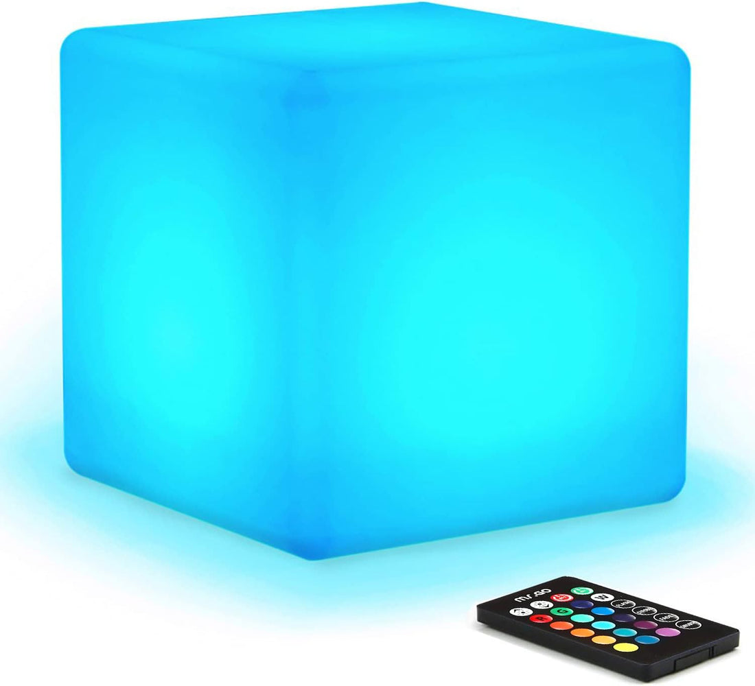 8-Inch Rechargeable LED Cube Light W/Remote, RGB Color Changing Cube Lamp, Dimmable Mood Lamp Kids Night Light, 16 Colors 4 Modes, Home Office Bedroom Patio Party Outdoor Decorative Lighting