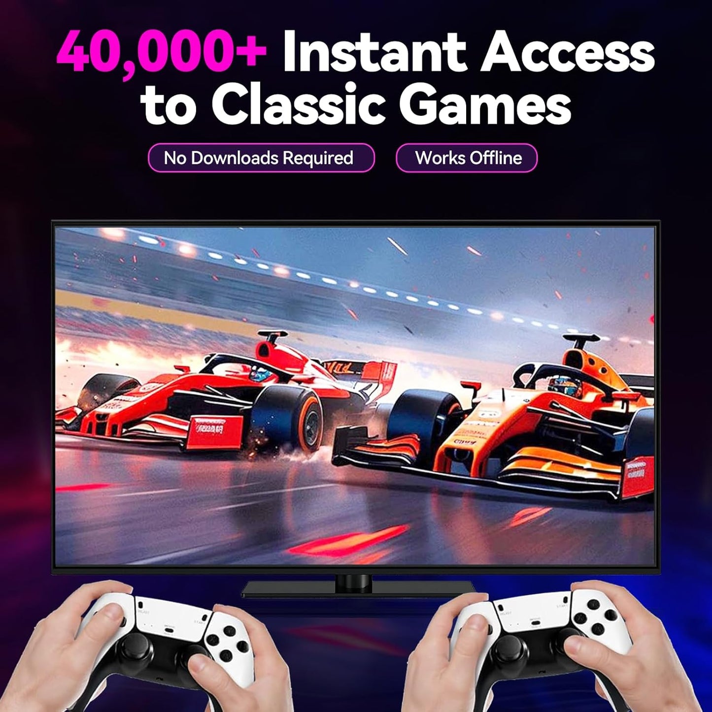 2025 Upgraded Retro Gaming Console, 4K HDMI Video Game Consoles with 40,000+ Games & 23 Emulators, Plug and Play Video Gaming Stick with Upgrade Dual 2.4G Controllers (128G)