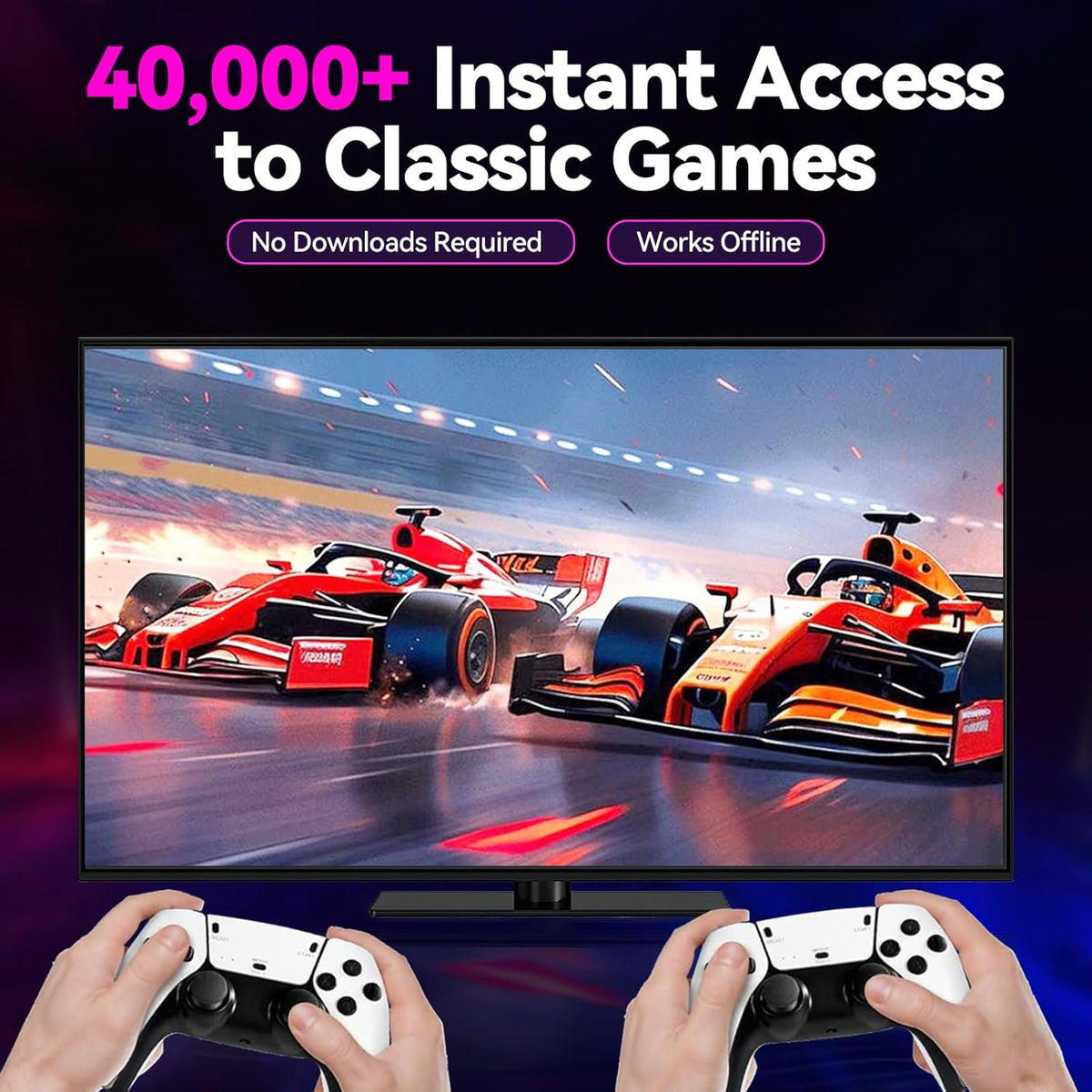 2025 Upgraded Retro Gaming Console, 4K HDMI Video Game Consoles with 40,000+ Games &amp; 23 Emulators, Plug and Play Video Gaming Stick with Upgrade Dual 2.4G Controllers (128G)