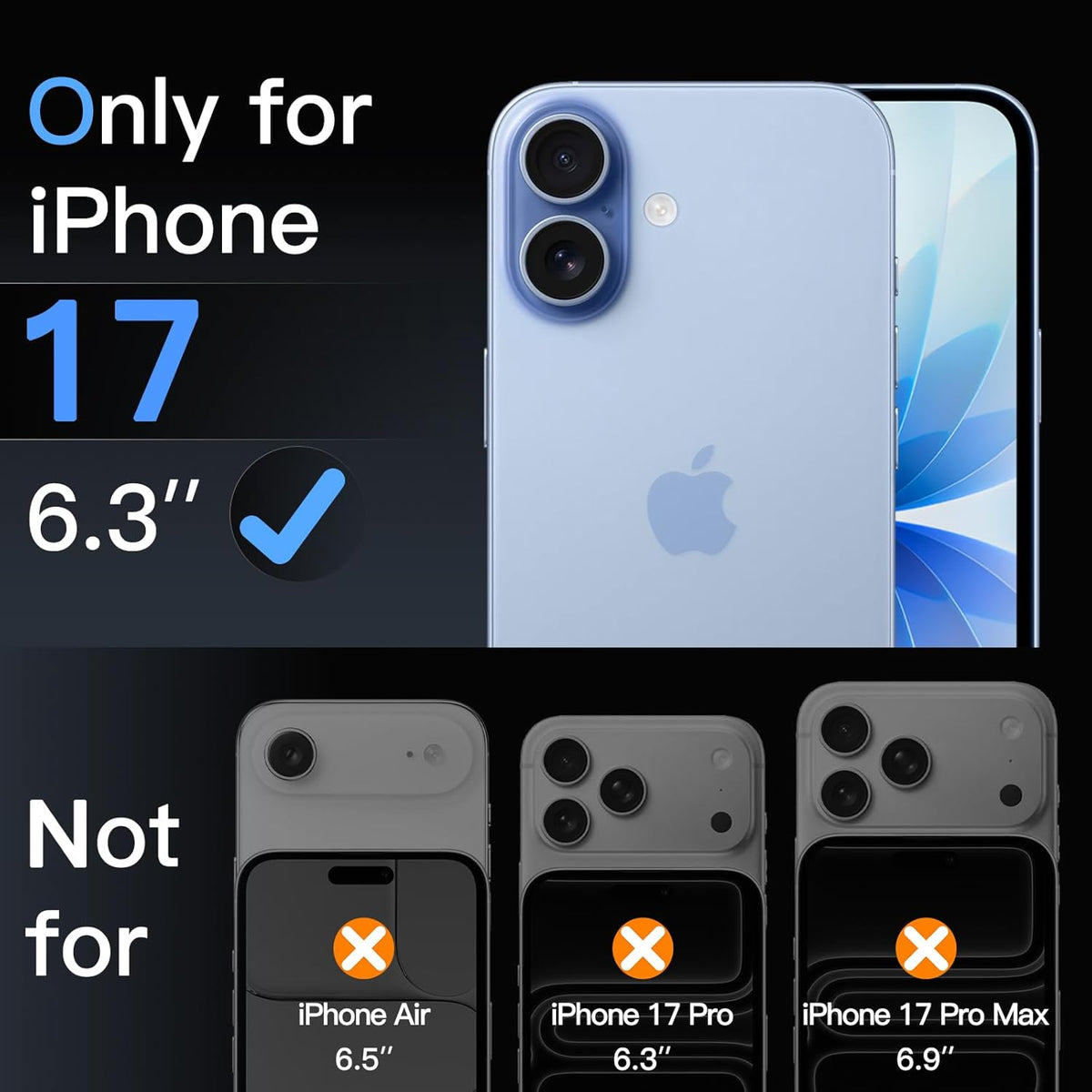 Screen Protector for Iphone 17 6.3-Inch, Tempered Glass Film with Easy Installation Tool, 9H Hardness, Case-Friendly, 3-Pack