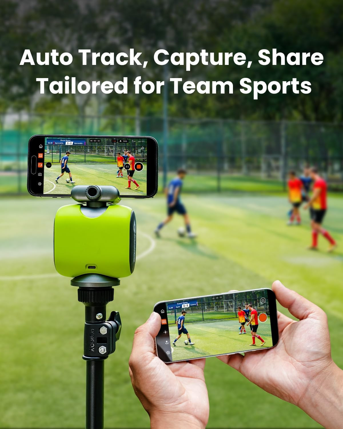 Chameleon AI Auto Sports Action Camera - 4K 60FPS Soccer Camera and Basketball Tracking Camera for Team Sports, Live Streaming, No Subscription, Works with Ios &amp; Android (Lemon Green)